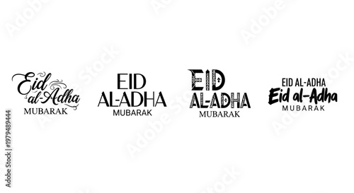 Eid al-Adha Mubarak Calligraphy and Textual Designs