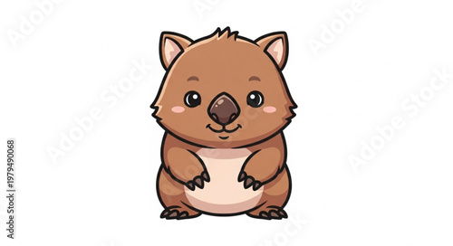 Cute Cartoon Wombat Animal Illustration.
