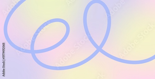 Colorful modern abstract background pastel gradient with blue line art loop doodle soft hand drawn wallpaper illustration