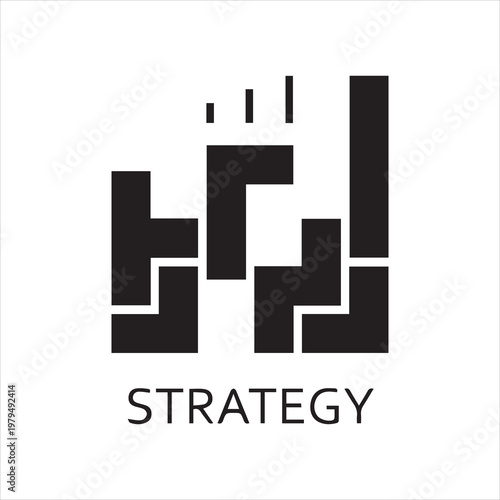 Black flat vector icon strategy or plan solution as game