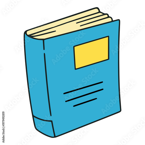 cartoon blue book writing note idea creative flat color vector illustration template design