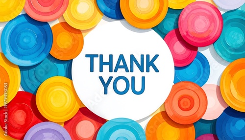 Colorful Thank You Message with Abstract Background and Vibrant Colors.