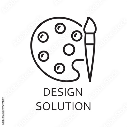 Icon palette for paints with brush drawn in outline style