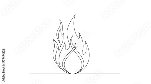 Flame icon with minimalist black outline and crossed spark marks inside a teardrop shape featuring fire symbol, minimal logo, heat with burning and