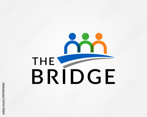 Bridge People Logo Concept Representing Community, Teamwork, Unity and Connection