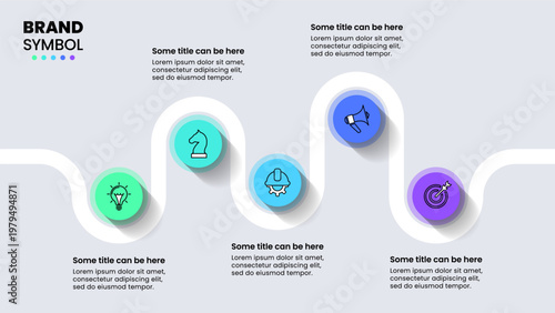 Infographic template. Horizontal line with 5 circles
