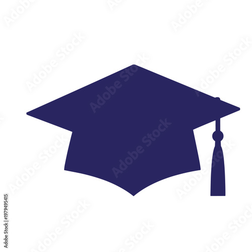 Dark blue graduation cap with tassel, academic symbol academic hat mortarboard