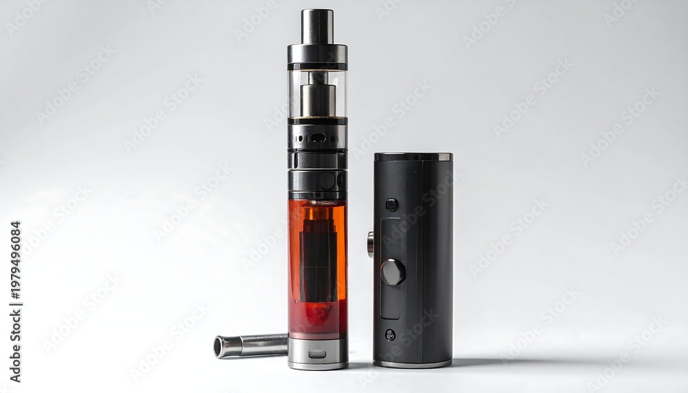 Obraz premium A disassembled electronic cigarette on a white surface