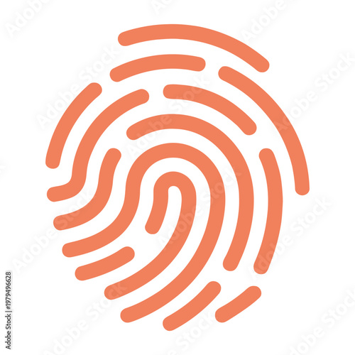 fingerprint line art biometric security identification vector icon for digital access.