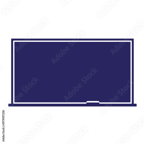 Dark blue television or monitor with white outline on a white background, screen navy blue