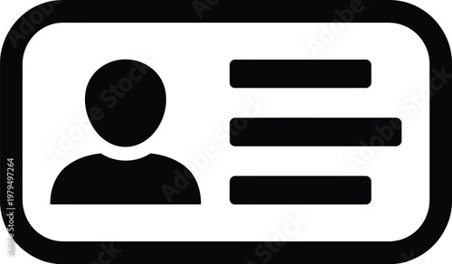 Simple black and white id card icon for identification and access with name tag human resources access badge visitor pass employee badge security pass