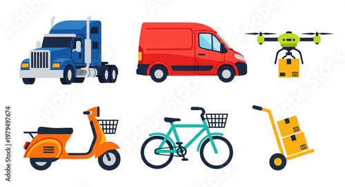 Diverse Delivery Vehicles and Transportation Methods Collection.