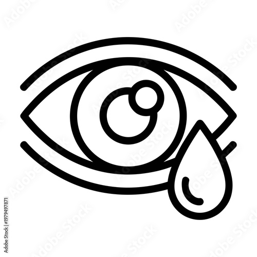 Vector of an eye with a tear drop symbolizing sadness or crying