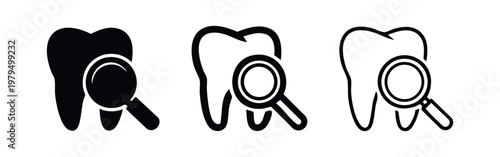 Tooth Magnifying Glass Icon Set