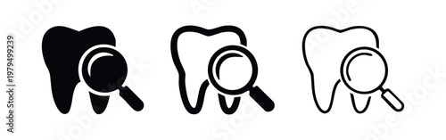 Tooth Magnifying Glass Icon Set