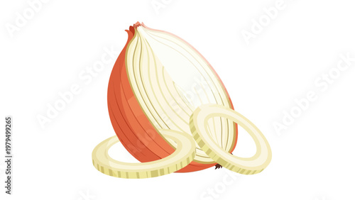 Sliced Onion on White.