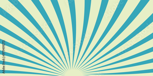 Sunlight wide retro faded background. Turquoise and beige color burst background. Fantasy Vector illustration. Magic Sun beam ray pattern background. Old paper. starburst wallpaper