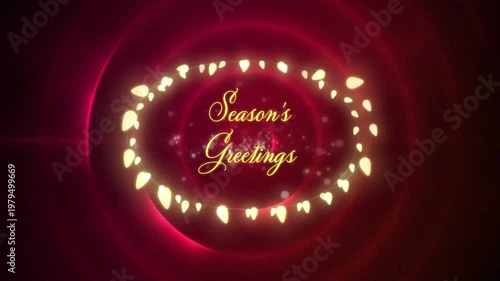 Fragments glowing on ring, script appearing with sparkles drifting sharing Season's Greetings