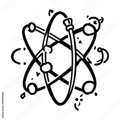 Simplified vector of an atomic structure with orbiting electrons