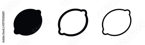 Organic Fresh Lemon Fruit Icon Set