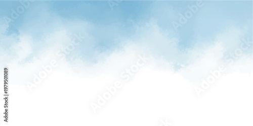 Light blue watercolor wash texture with soft white cloud like edges fading into a clean white background for a gentle airy atmosphere
