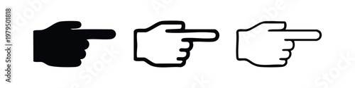 Pointing Finger Icons Set: Black, Outline, and Filled Outline