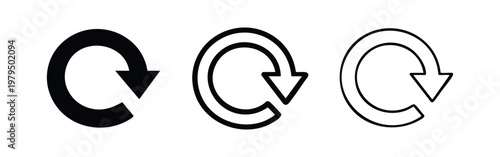 Three circular arrow icons: solid black, outlined with a double ring, and a thin outline.