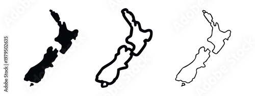 New Zealand Map with Flag Elements
