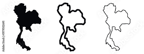 Thailand Map Silhouette and Outlines