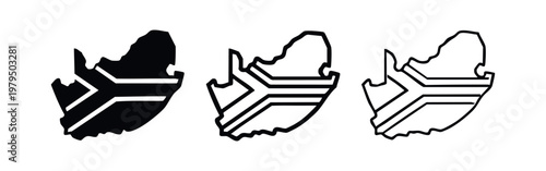 Egypt map outline with flag and national emblem - graphic illustration