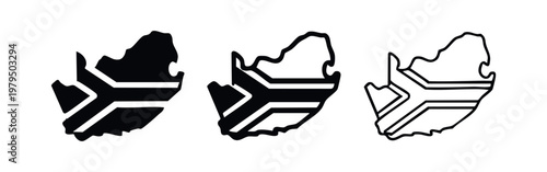 Egypt map outline with flag and national emblem - graphic illustration