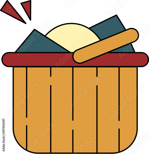 Laundry basket filled with clothes