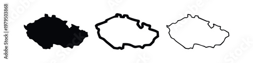 Czech Republic map silhouette, outline, and simple line art on white background