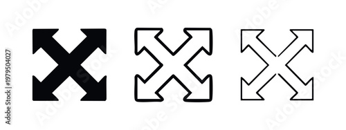 Foto Expand arrows icon set, filled and outlined, for full screen or zoom