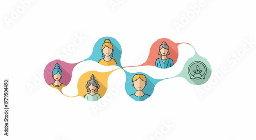 Connected Diverse People Network Communication Concept.