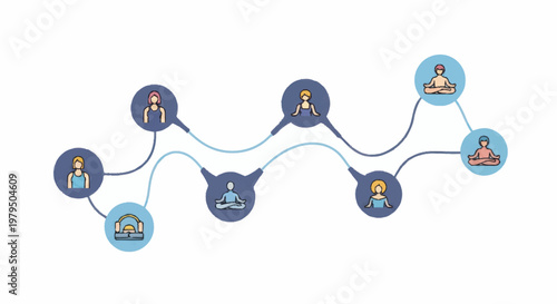 Connected people in a network diagram.