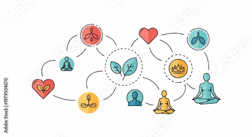 Holistic Health and Wellness Connection Icons.