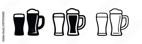 Beer Glass Icons: Full, Outline, and Duo Styles