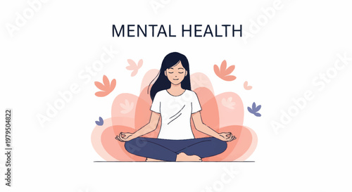 Woman meditating for mental health and wellness.