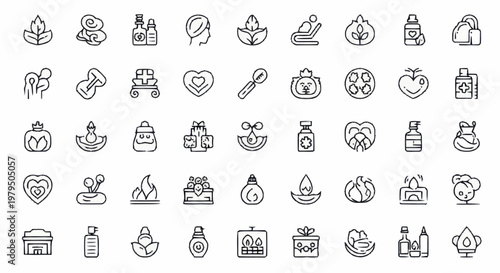 Collection of Icons Representing Health and Wellness Concepts.