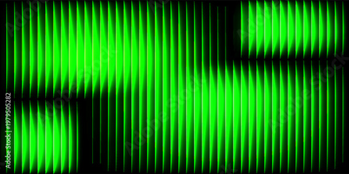 Dark green neon gradient ribbed glass. Vector ribbed glass texture background. Mesh gradient. acrylic ribbed bath surface. Reeded glass background semitransparent overlay. Bath wall window