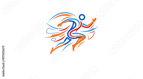 Abstract Runner Silhouette with Dynamic Energy Trails