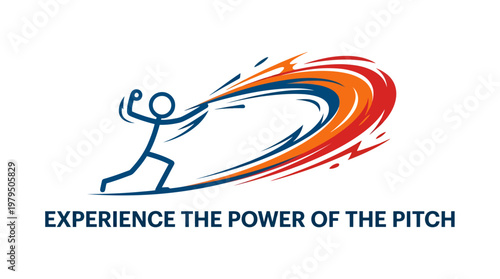 Abstract Stick Figure Pitching a Swirling Flame Effect