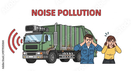 Garbage Truck Causing Noise Pollution Affecting People.