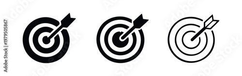Target Bullseye Icons with Arrow for Success and Goals