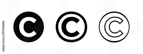 Copyright Legal Symbol Icon Set in Three Variations