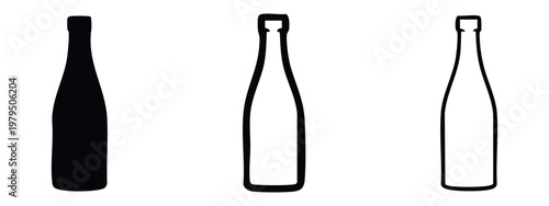 Minimalist bottle icon set for beverage and packaging