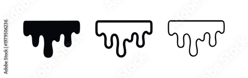 Dripping liquid paint or chocolate icon set