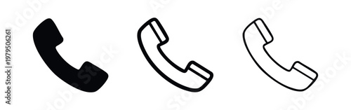 Telephone handset icon set for contact and communication