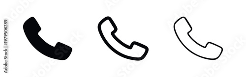 Classic telephone receiver icon set for call communication